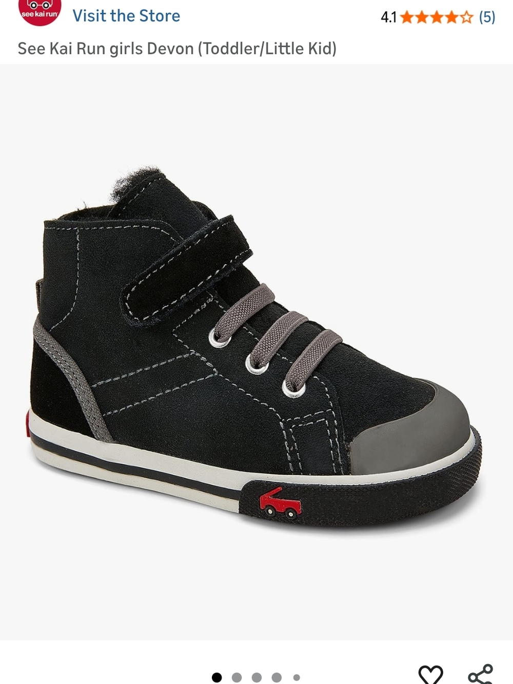 See Kai Run Kids High-Top Sneaker in Black, Gray and Red